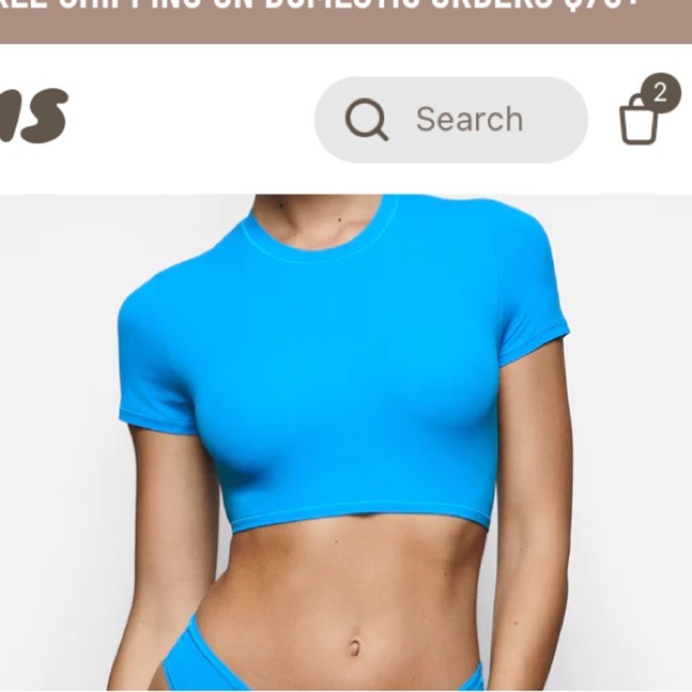 SKIMS FITS EVERYBODY SUPER CROPPED T-SHIRT             Color MKYONOS Size Small